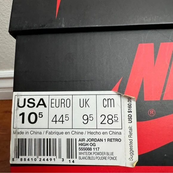Jordan 1 Retro High OG UNC Size 10.5